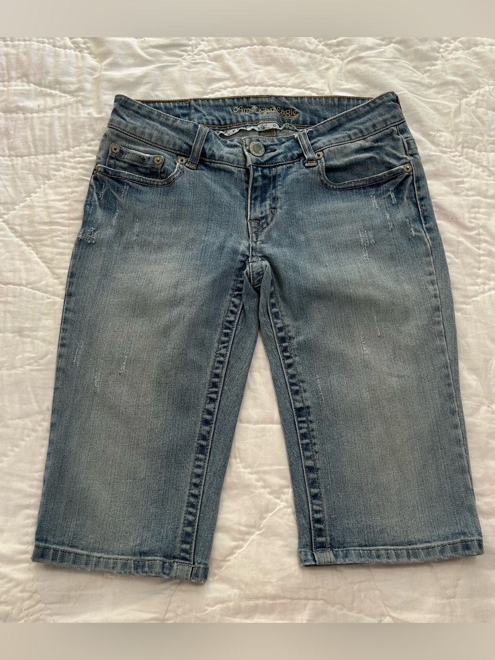 VTG Y2k American Eagle Denim Bermuda Shorts Pedal Pushers Womens 6 Beachy Surf